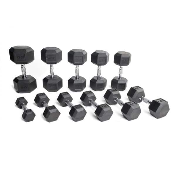 CAP Barbell Rubber Hex Dumbbells with Contoured Handle Set