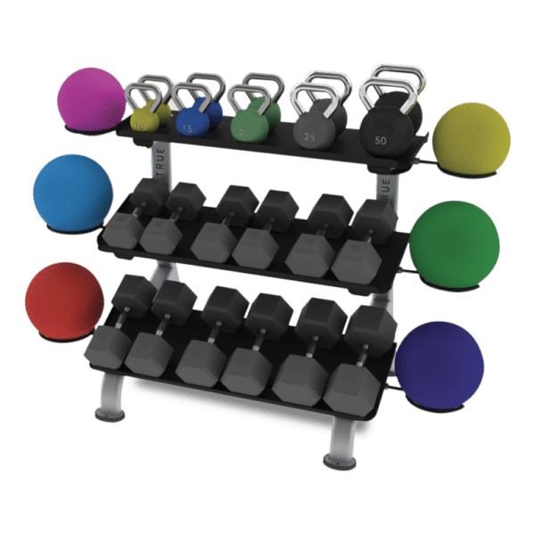 TRUE Fitness Paramount FS-24 3-Tier Flat Tray Dumbbell Rack