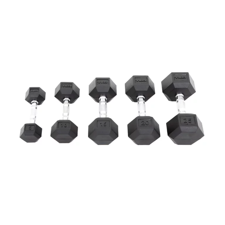 TKO Rubber Hex Dumbbells w/ Chrome Contoured Grip - Image 2